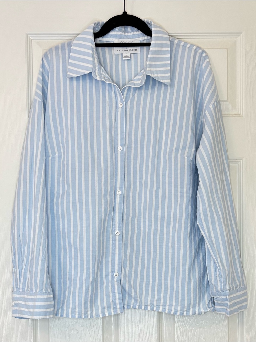 Mare Mare x Anthropologie 100% Cotton Striped Button Up Long Sleeve Shirt